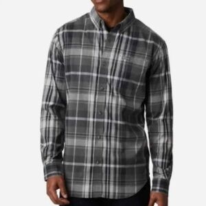 Columbia Plaid Long Sleeve Stretch Casual Button Down Rapid Rivers Gray Size L